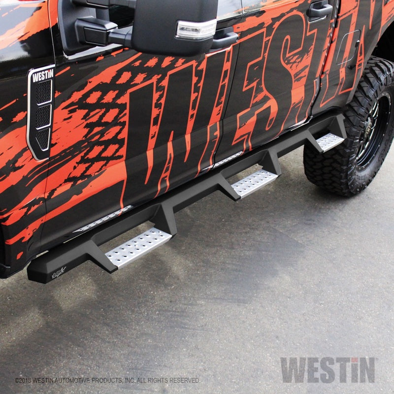 Westin/HDX 17-18 Ford F-250/350 Crew Cab (6.75ft Bed) Stainless Drop Nerf Step Bars - Textured Black - Mammoth Racing -