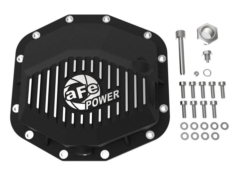 aFe POWER 21-22 Ram1500 TRX Hemi V8 6.2L PRO Series Rear Diff Cover Black w/Machined Fins & Gear Oil - My Store
