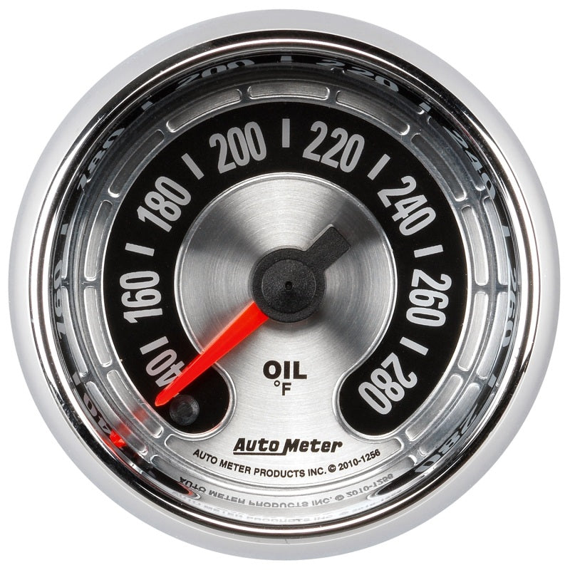 Autometer American Muscle 2-1/16in Full Sweep Electric Digital Stepper 140-280 Deg F Oil Temp Gauge - My Store