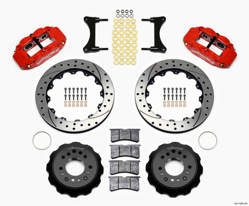 Wilwood Narrow Superlite 6R Front Hat Kit 12.88in Drill Red 93-96 Mazda RX7 - Mammoth Racing -