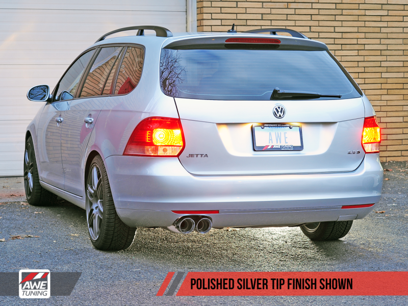 AWE Tuning Mk5 Jetta Mk6 Sportwagen 2.5L Touring Edition Exhaust - Polished Silver Tips - Mammoth Racing -