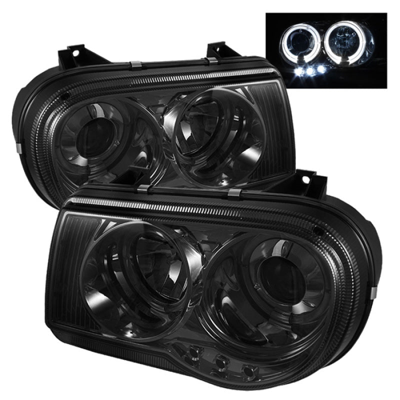 Spyder Chrysler 300C 05-10 Projector Headlights LED Halo LED Smke (Not Included) PRO-YD-C300C-HL-SM - Mammoth Racing -