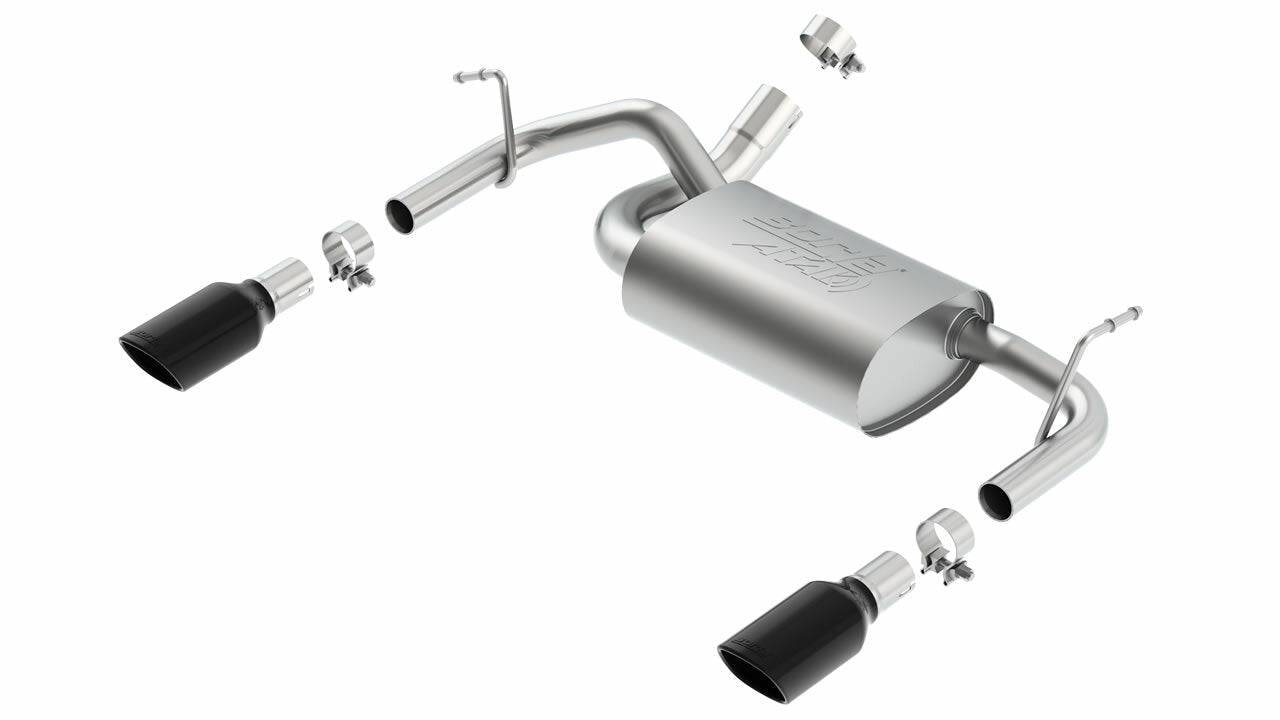 Borla 12-14 Jeep Wrangler JK 2/4Dr Rr Section ATAK Single Square Rlld Angle-Cut Black Chrome Exhaust - Mammoth Racing -