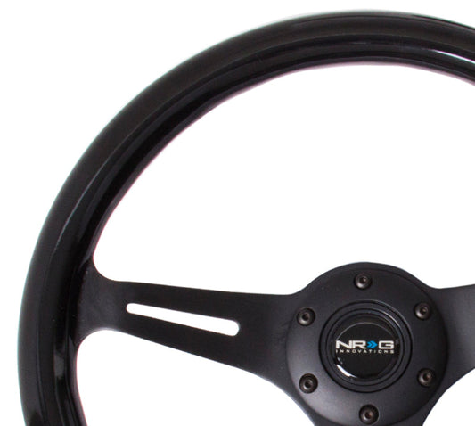 NRG Classic Wood Grain Steering Wheel (350mm) Black Paint Grip w/Black 3-Spoke Center - My Store