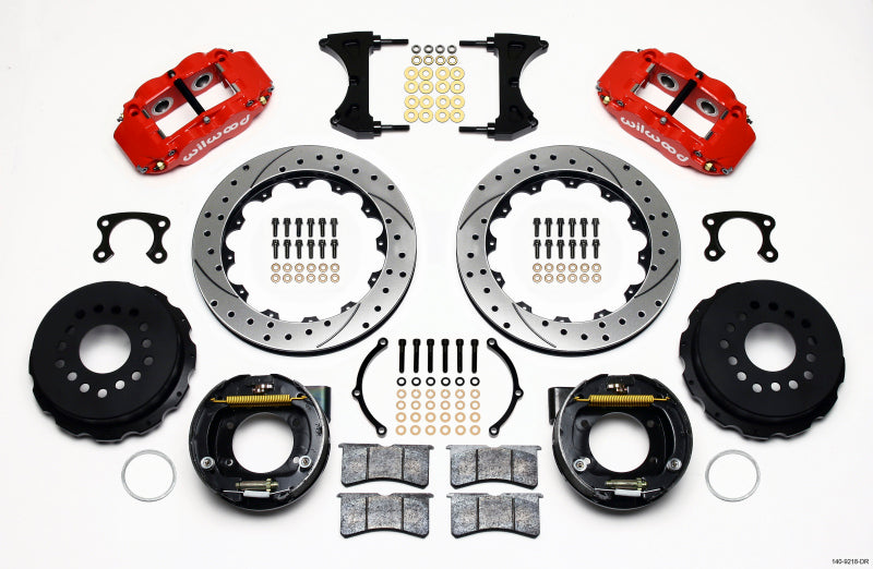 Wilwood Narrow Superlite 4R Rear P-Brk Kit 12.88in Drilled Red Big Ford New Style 2.36in Offset - My Store