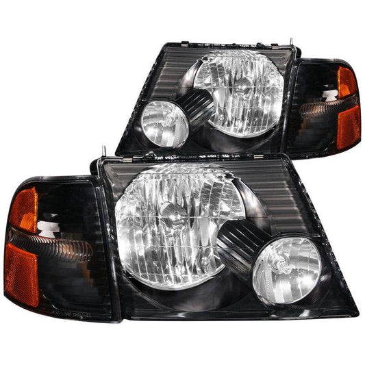 ANZO 2002-2005 Ford Explorer Crystal Headlights Black w/ Corner Lights 2pc - My Store