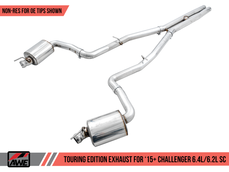 AWE Tuning 2015+ Dodge Challenger 6.4L/6.2L Non-Resonated Touring Edition Exhaust - Use Stock Tips - Mammoth Racing -