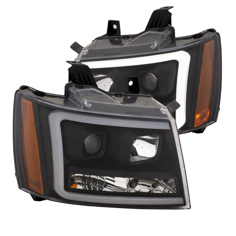 ANZO 07-14 Chevy Tahoe Projector Headlights w/ Plank Style Design Black w/ Amber - My Store