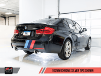 AWE Tuning BMW F3X 340i Touring Edition Axle-Back Exhaust - Chrome Silver Tips (102mm) - My Store