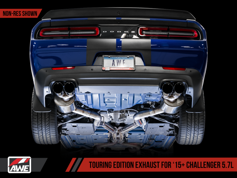 AWE Tuning 2017+ Challenger 5.7 Touring Edition Exhaust - Non-Resonated - Diamond Black Quad Tips - Mammoth Racing -