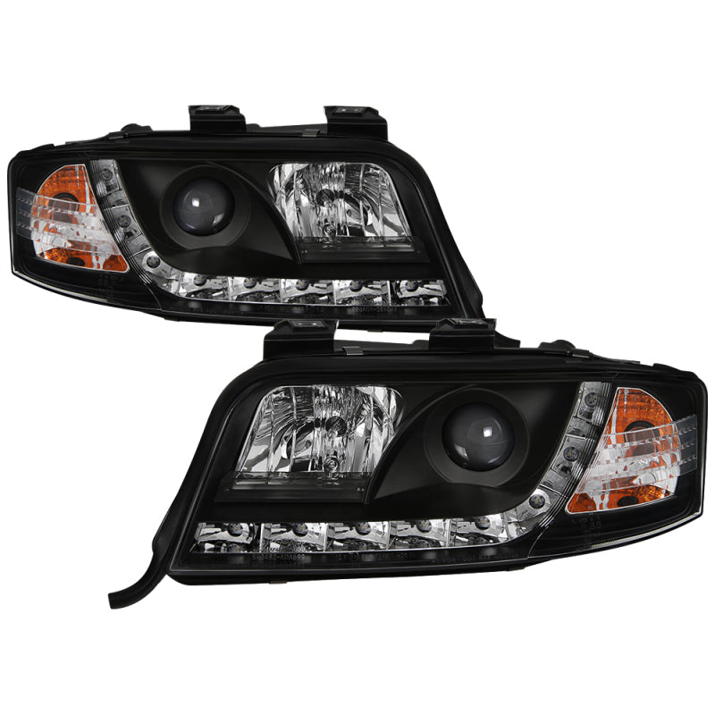 Spyder Audi A6 02-04 Projector Headlights Halogen Model Only - DRL Black PRO-YD-ADA601-DRL-BK - Mammoth Racing -