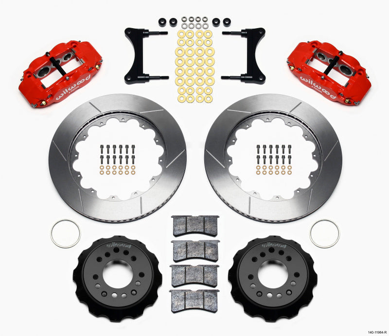 Wilwood Narrow Superlite 6R Front Hat Kit 14.00in Red 93-96 Mazda RX7 - Mammoth Racing -