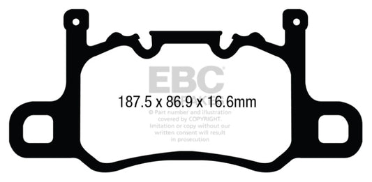 EBC 13-15 Porsche 911 (991) (Cast Iron Rotor only) 3.8 GT3 Yellowstuff Rear Brake Pads - My Store