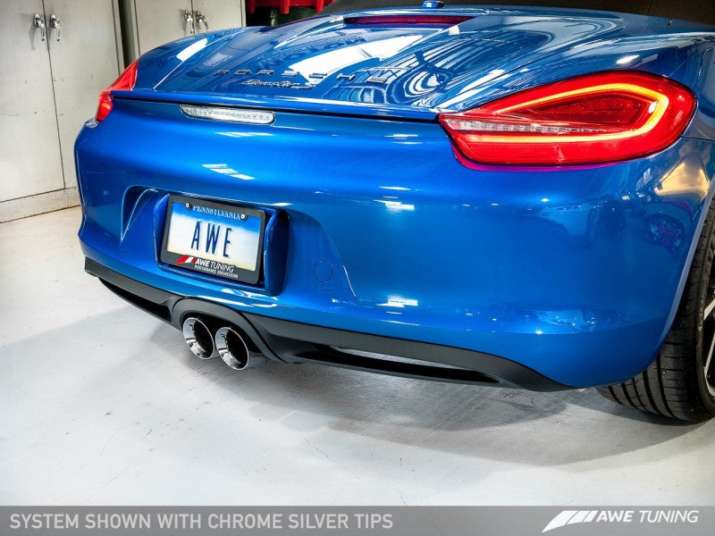 AWE Tuning Porsche 981 Performance Exhaust System - w/Chrome Silver Tips - Mammoth Racing -