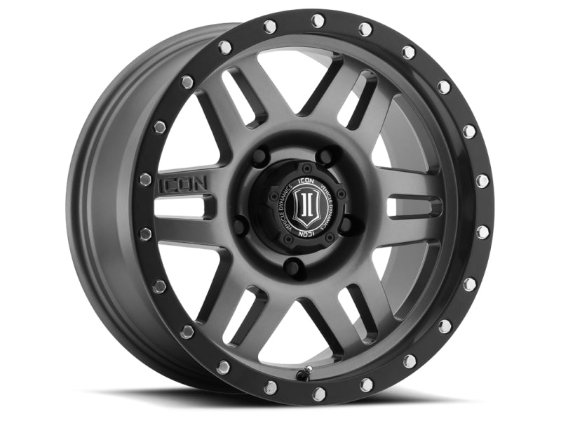 Icon Six Speed 17x8.5 6x5.5 0mm Offset 4.75in BS 108mm Bore Gun Metal Wheel - Mammoth Racing -