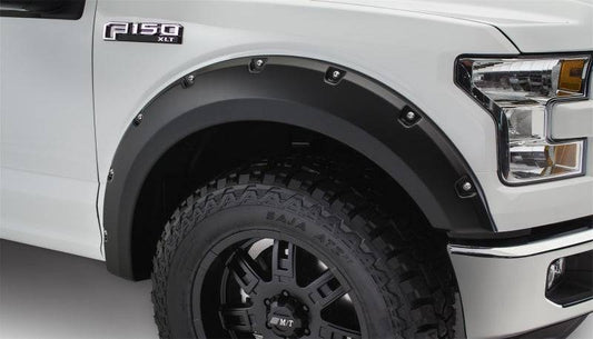 Bushwacker 15-17 Ford F-150 Pocket Style Flares 2pc Not Compatible w/ Technology Package 68T - Black - Mammoth Racing -