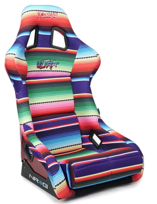 NRG FRP Bucket Seat PRISMA Serepi Edition W/ Red Pearlized Back Mexi-Cali Blanket Print - Large - My Store