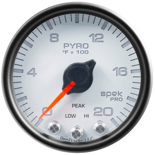 Autometer Spek-Pro Gauge Pyro. (Egt) 2 1/16in 2000f Stepper Motor W/Peak & Warn Wht/Blk - My Store
