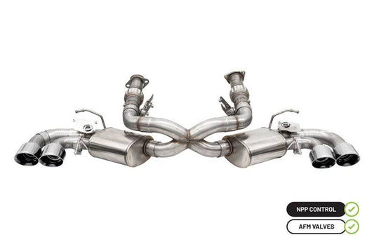 Corsa 2020 Corvette C8 3in Valved Cat-Back 4.5in Pol Quad Tips - Fits Factory Perf Exhaust w/ AFM - Mammoth Racing -