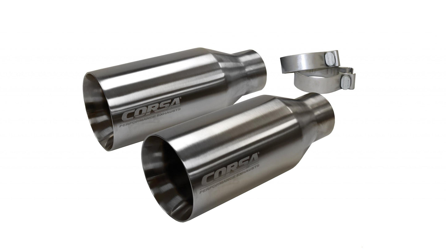 14051 Corsa Two Single 5 Inch Satin Polished Pro-Series Tips Clamps Included Fits Corsa Exhaust Stainless Steel Corsa Performance - Mammoth Racing -COR14051