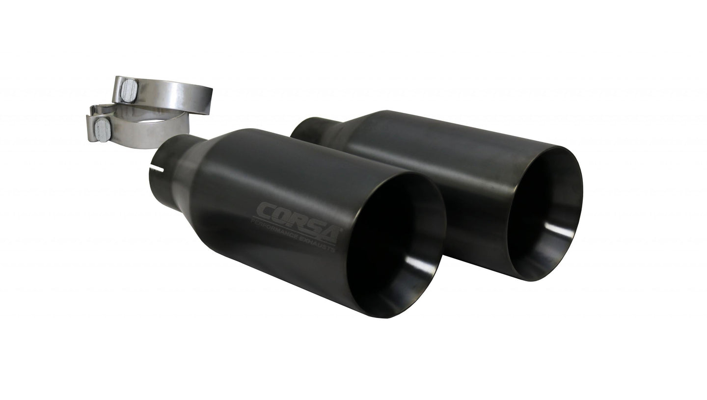 14051BPC Corsa Two Single 5 Inch Matte Black Pro-Series Tips Clamps Included Stainless Steel Corsa Performance - Mammoth Racing -COR14051BPC