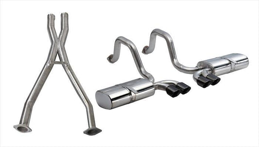 14111CBBLK Corsa 2.5 Inch Cat-Back Sport Dual Exhaust w/ Black 3.5 Inch Tips 97-04 Corvette / Z06 5.7L Stainless Steel Corsa Performance - Mammoth Racing -COR14111CBBLK