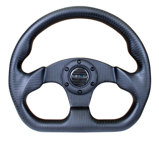 NRG Carbon Fiber Steering Wheel (320mm) Flat Bottom Matte Black Carbon - My Store