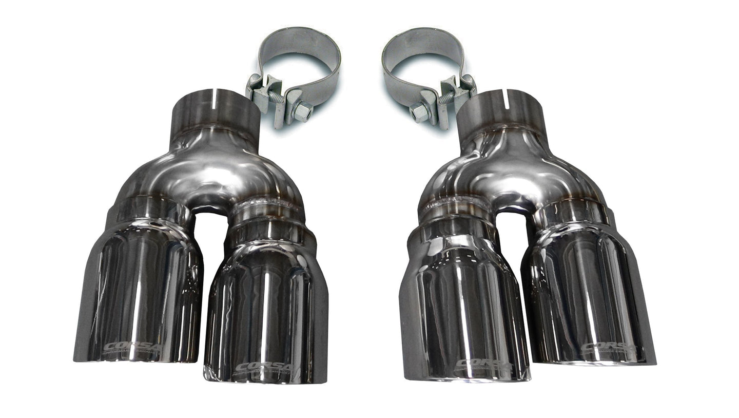 14479 Corsa Two Twin 4.0 Inch Polished Tips Clamps Included Dual Rear Exit For Corsa Cadillac ATS-V Exhaust Only Stainless Steel Corsa Performance - Mammoth Racing -COR14479