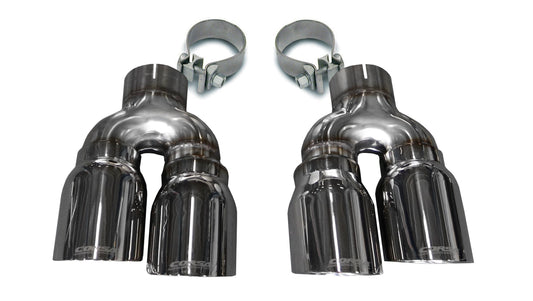 14479 Corsa Two Twin 4.0 Inch Polished Tips Clamps Included Dual Rear Exit For Corsa Cadillac ATS-V Exhaust Only Stainless Steel Corsa Performance - Mammoth Racing -COR14479