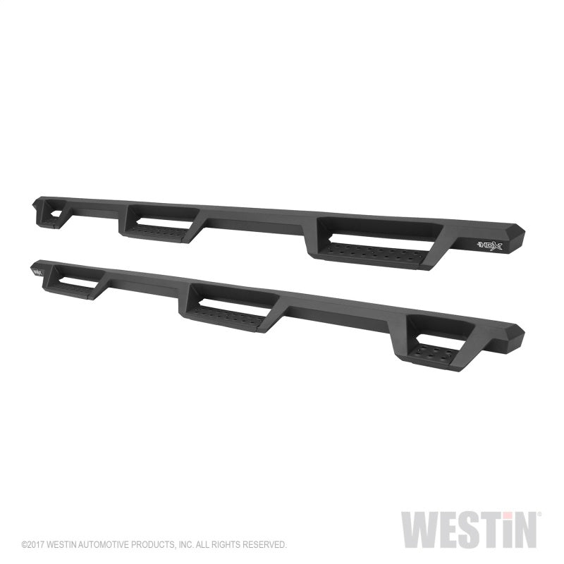 Westin 99-16 Ford F-250/350/450/550 CC (6.75ft Bed) HDX Drop Whl to Whl Nerf Step Bars - Text Blk - Mammoth Racing -