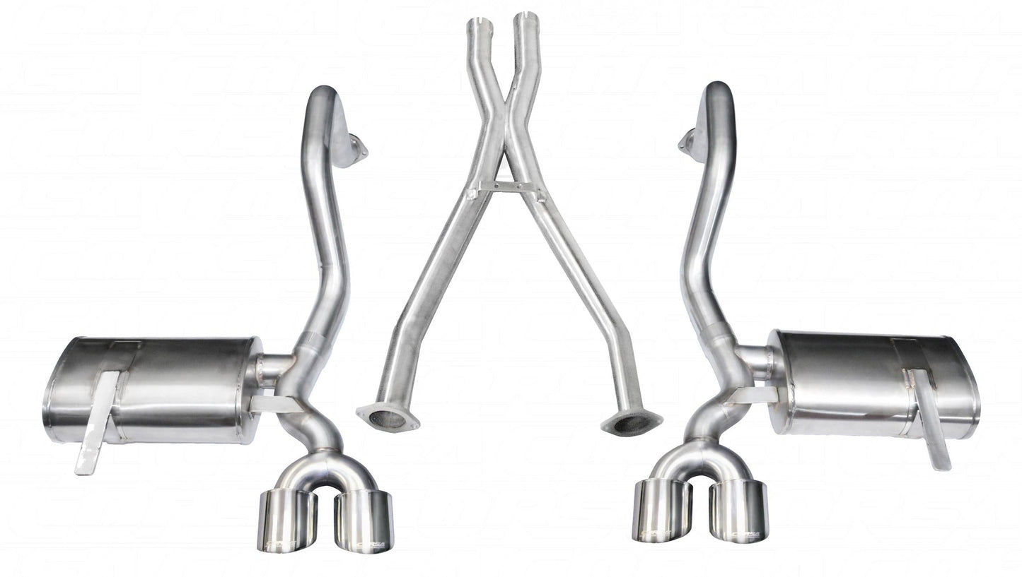 Corsa 14962 2.5 Inch Cat-Back Plus X-Pipe Xtreme Exhaust Dual Rear Exit 4.0 Inch Polished Tips 97-04 Chevy Corvette C5 Plus Z06 - Mammoth Racing -COR14962