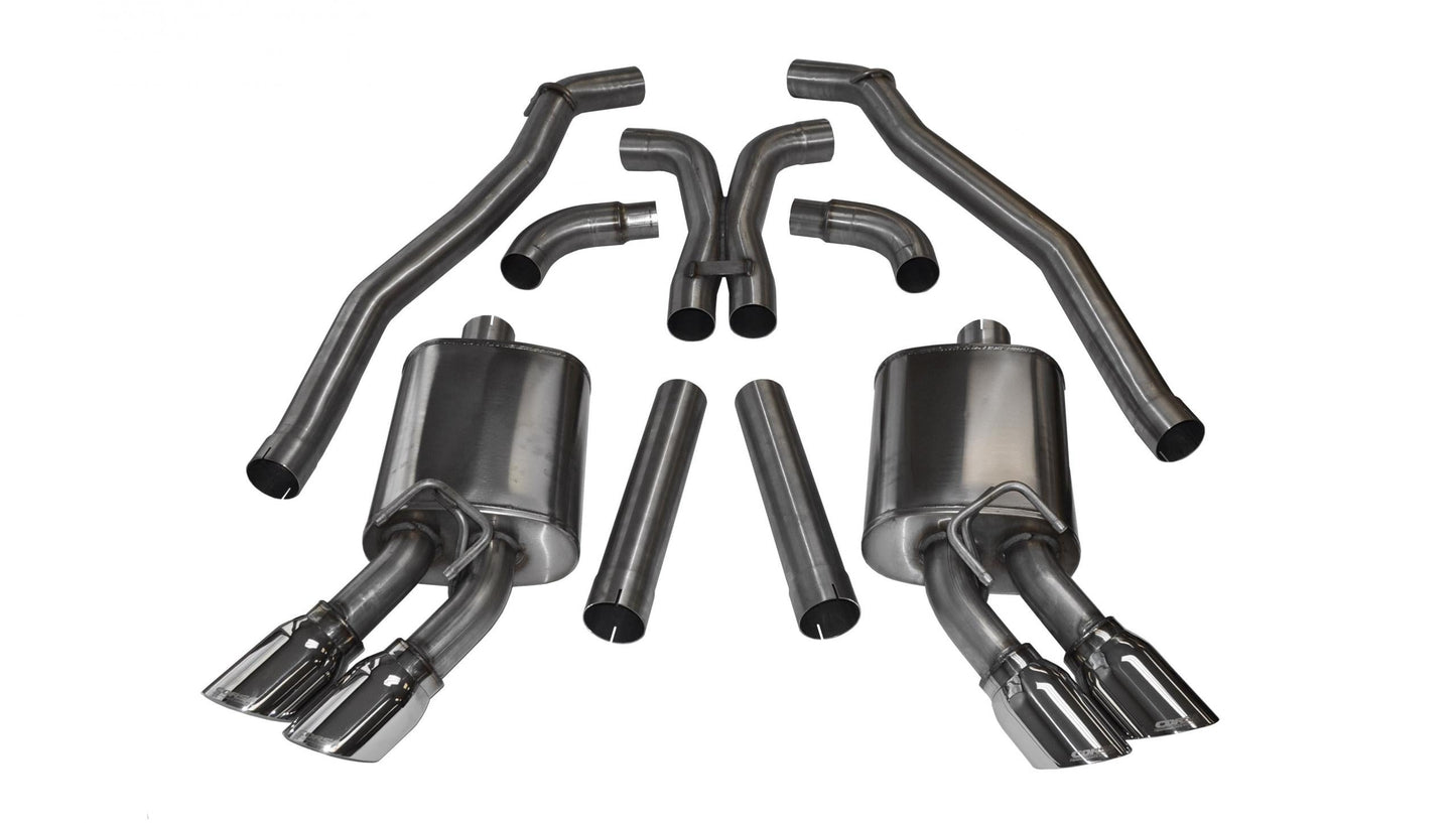 Corsa 14971 3.0 Inch Cat-Back Plus X-Pipe Sport Exhaust Dual Rear Exit 4.0 Inch Polished Tips 12-15 Chevrolet Camaro ZL1 Coupe - Mammoth Racing -COR14971