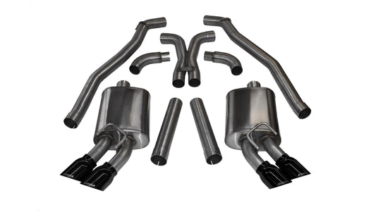 Corsa 14971BLK 3.0 Inch Cat-Back Plus X-Pipe Sport Exhaust Dual Rear Exit 4.0 Inch Black Tips 12-15 Chevrolet Camaro ZL1 Coupe - Mammoth Racing -COR14971BLK