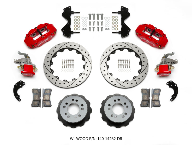 Wilwood Narrow Superlite 4R / MC4 Rear Kit 12.88 Drilled Red Currie Pro-Tour Unit Bearing Floater - My Store