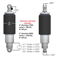 Ridetech HQ Series Rear ShockWaves 5in Travel 4in dia Rolling Sleeve .625 Bearing/.625 Bearing - Mammoth Racing -