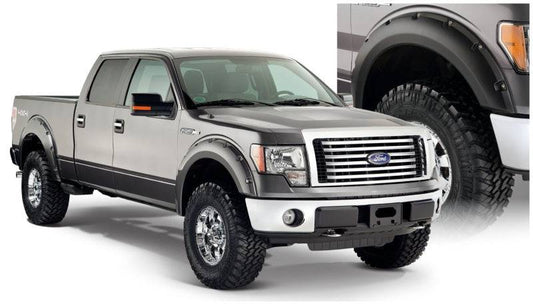 Bushwacker 09-14 Ford F-150 Styleside Pocket Style Flares 4pc 67.0/78.8/97.4in Bed - Black - Mammoth Racing -