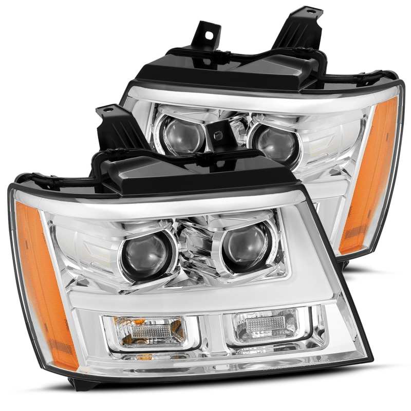 AlphaRex 07-14 Chevy Tahoe PRO-Series Projector Headlights Plank Style Chrome w/Activation Light - My Store