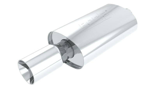 Borla Boomer Blow Torch Muffler Oval 2-1/4in x 4in Side Round Out - Mammoth Racing -