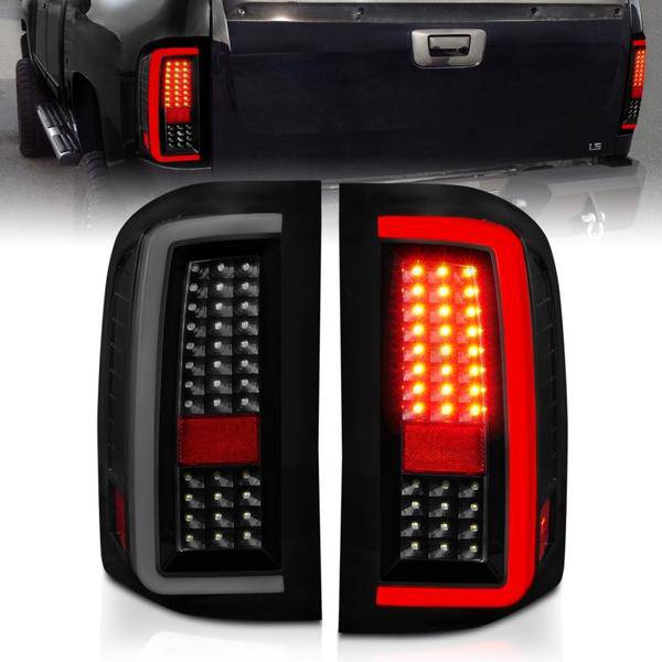 ANZO 2007-2013 Chevrolet Silverado1500/ 2500/ 3500 LED Tail Lights w/ Light Bar Black Housing Smoke - My Store