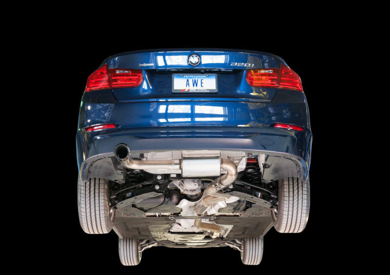 AWE Tuning BMW F30 320i Touring Exhaust w/Performance Mid Pipe - Chrome Silver Tip (90mm) - Mammoth Racing -