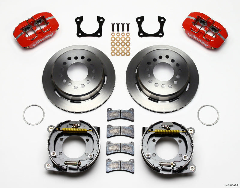 Wilwood Dynapro Low-Profile 11.00in P-Brake Kit - Red 58-64 Olds/Pontiac Ends 2.81in Offset - Mammoth Racing -