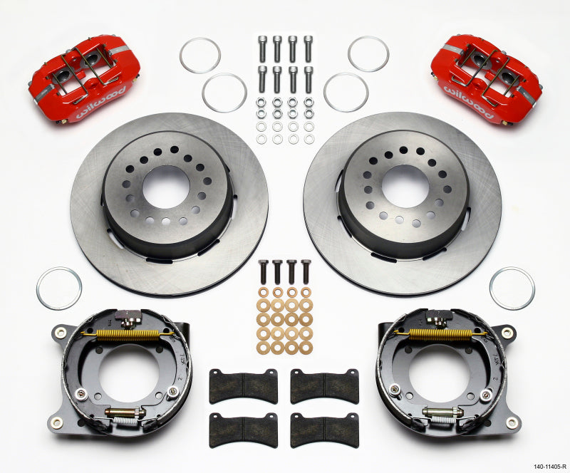 Wilwood Dynapro Low-Profile 11.00in P-Brake Kit - Red 55-57 Chevy 2.34in Offset - Mammoth Racing -