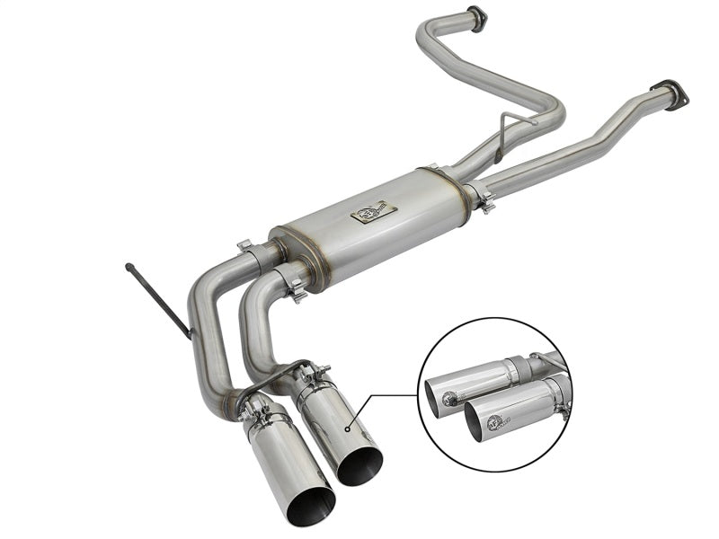 aFe POWER Rebel Series 2-1/2in 409 SS Cat Back Exhaust w/ Polished Tips 16-17 Nissan Titan V8 5.6L - Mammoth Racing -