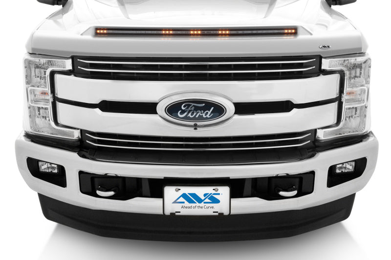 AVS 17-22 Ford F-250 / F-350 / F-450 Aeroskin Hood Shield Color Match w/ lights - Oxford White - Mammoth Racing -
