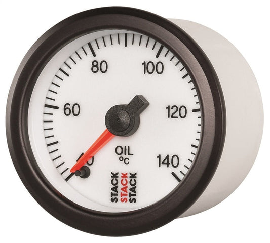 Autometer Stack 52mm 40-140 Deg C 1/8in Nptf Male Pro Stepper Motor Oil Temp Gauge - White