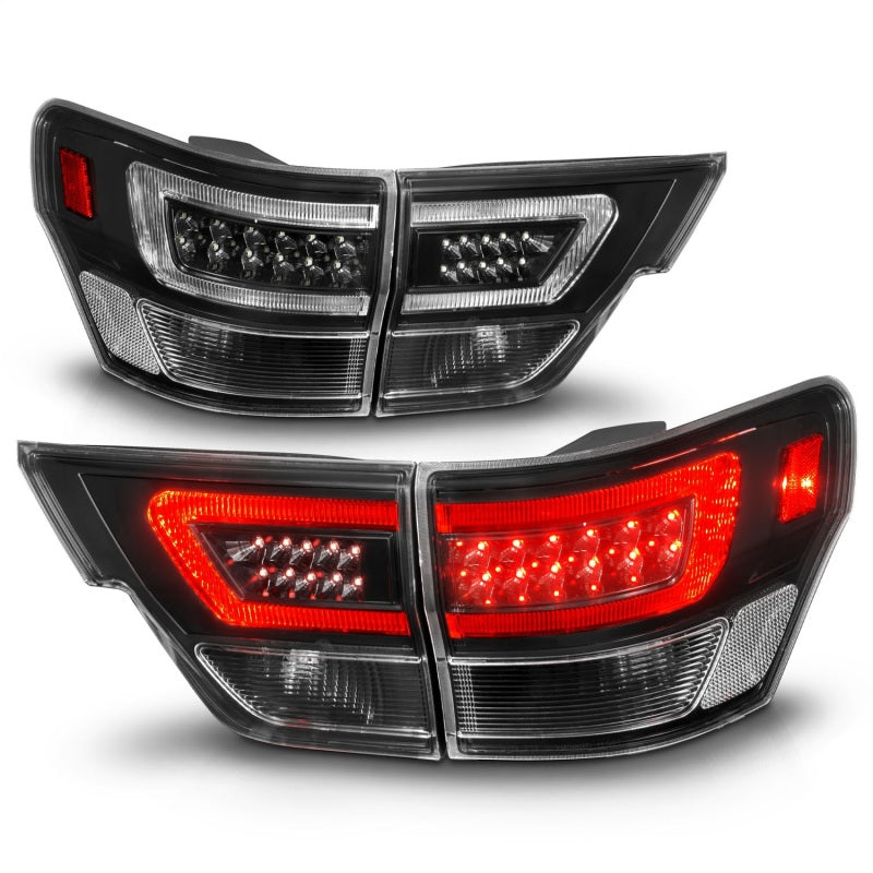 ANZO 11-13 Jeep Grand Cherokee LED Taillights w/ Lightbar Black Housing/Clear Lens 4pcs - Mammoth Racing -