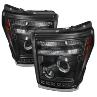 Spyder Ford Super Duty 11-15 Projector Headlights LEDHalo DRL Blk High H1 Low 9006 PRO-YD-FS11-HL-BK - Mammoth Racing -