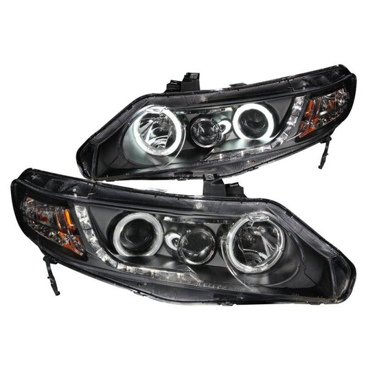 ANZO 2006-2011 Honda Civic Projector Headlights w/ Halo Black (CCFL) - My Store