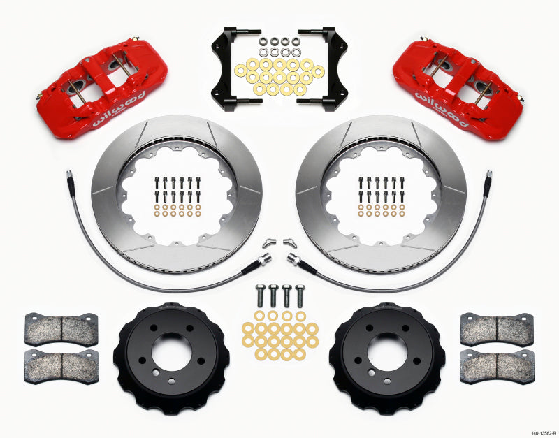 Wilwood Aero6 Front Hat Kit 14.00 Red 2007-2011 BMW E90 Series w/Lines - My Store