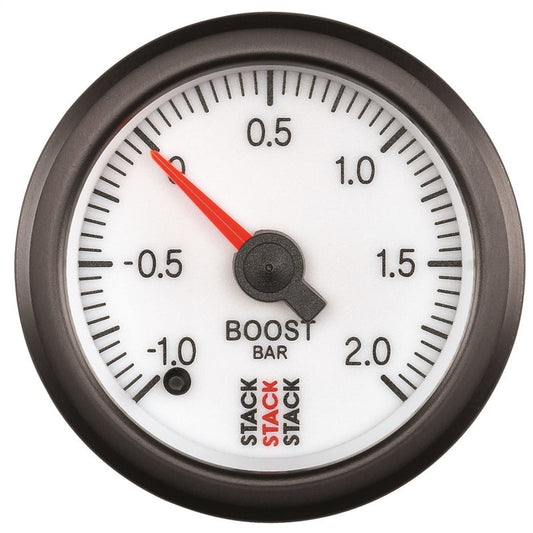 Autometer Stack 52mm -1 to +2 Bar (Incl T-Fitting) Pro Stepper Motor Boost Pressure Gauge - White - My Store